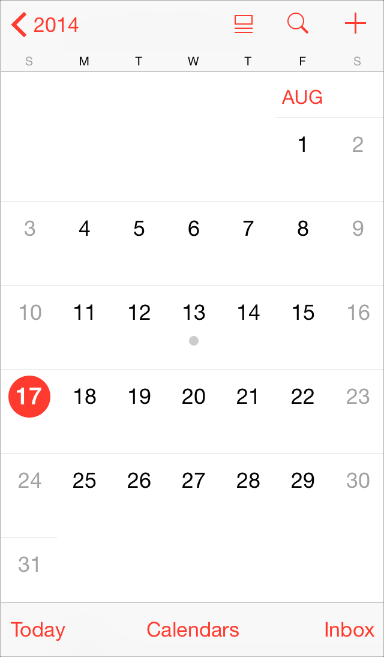 iOS Calendar, Apple iOS HIG