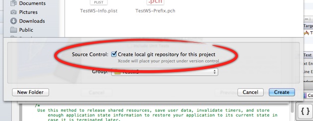 Xcode : create project with Git