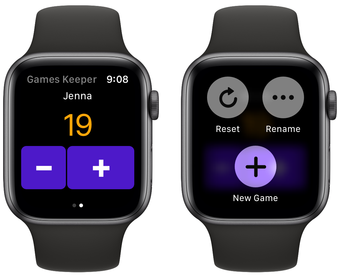 Games Keeper pour Apple Watch