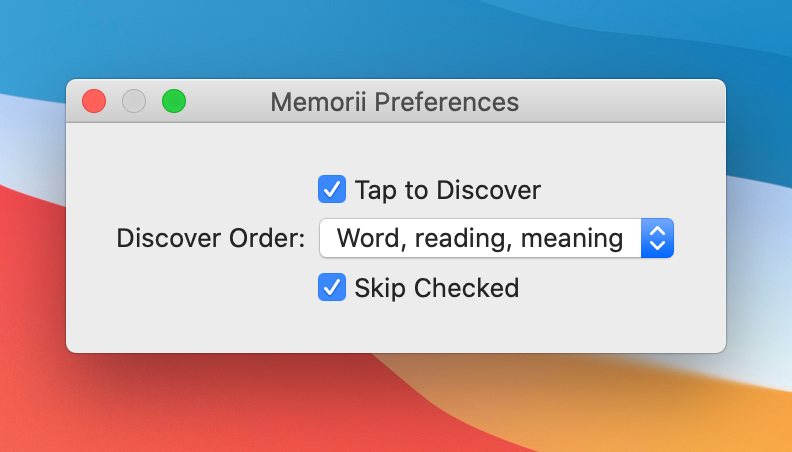 Réglages Memorii pour Mac