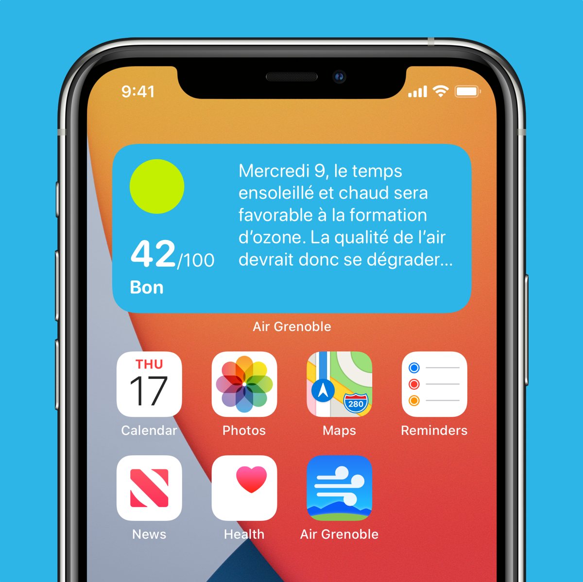 Widget Air Grenoble pour iOS 14