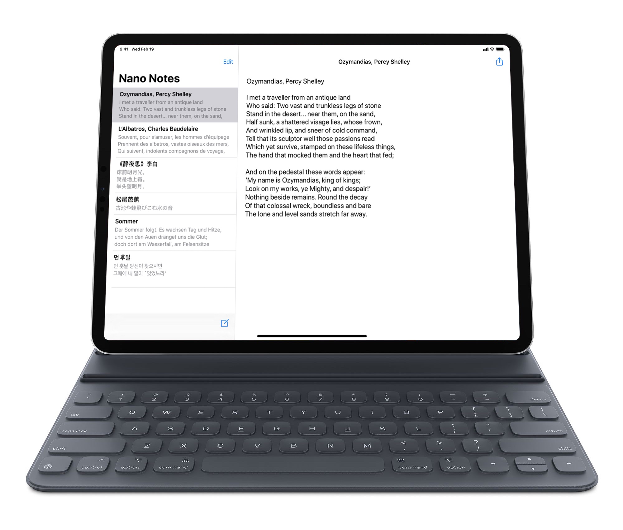 Nano Notes sur iPad avec clavier