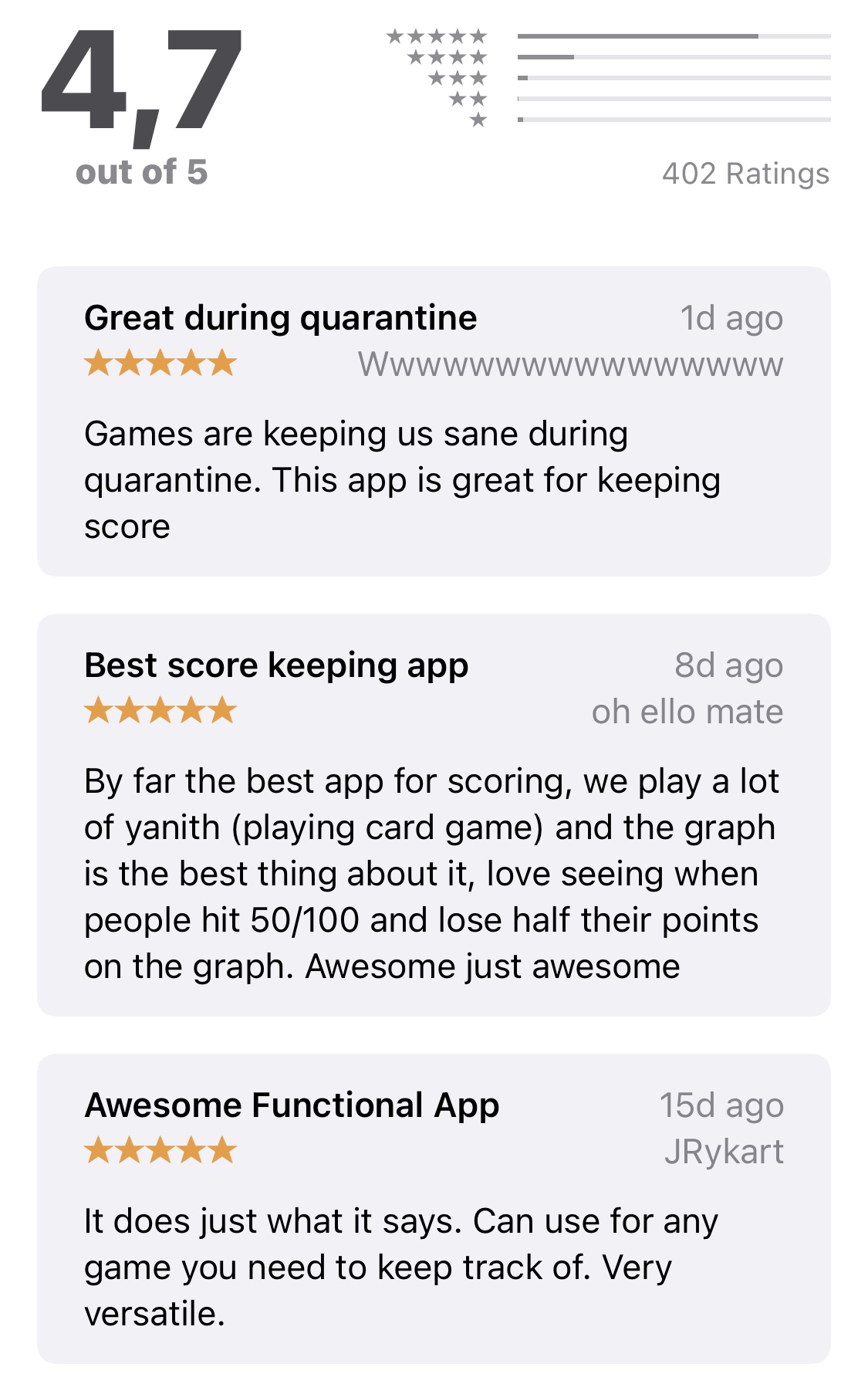 Avis App Store récents pour Games Keeper